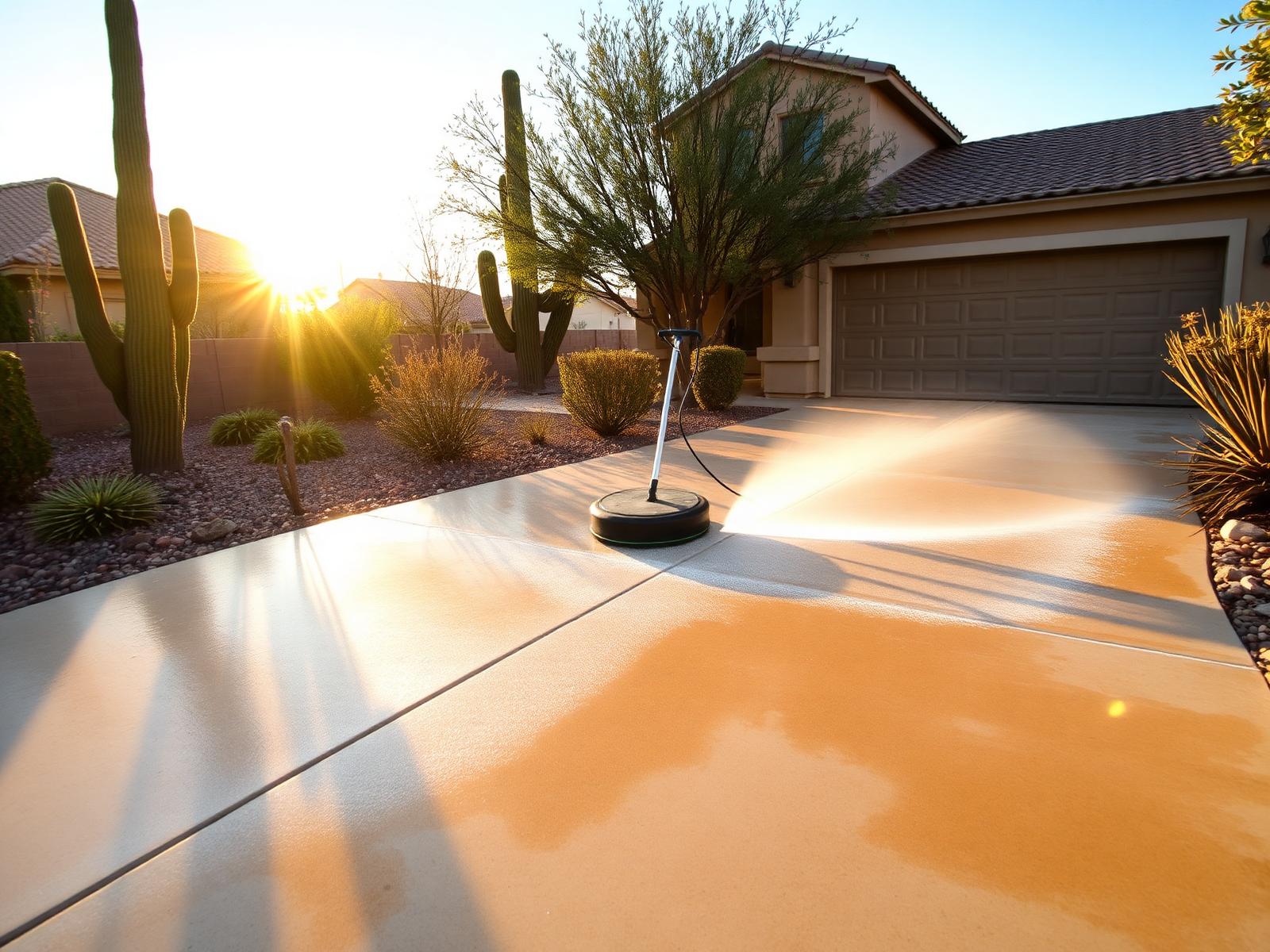 Driveway being pressure washed in Maricopa Arizona